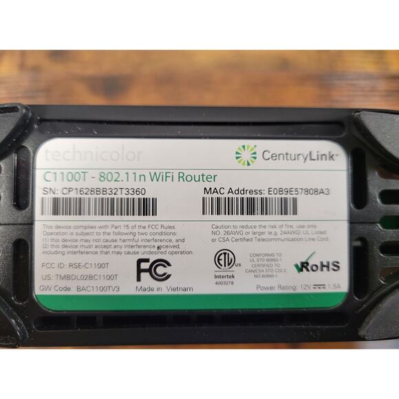 CenturyLink Mini Technicolor‎ C1100T 802.11n WiFi Router Black Small Untested - Picture 7 of 12